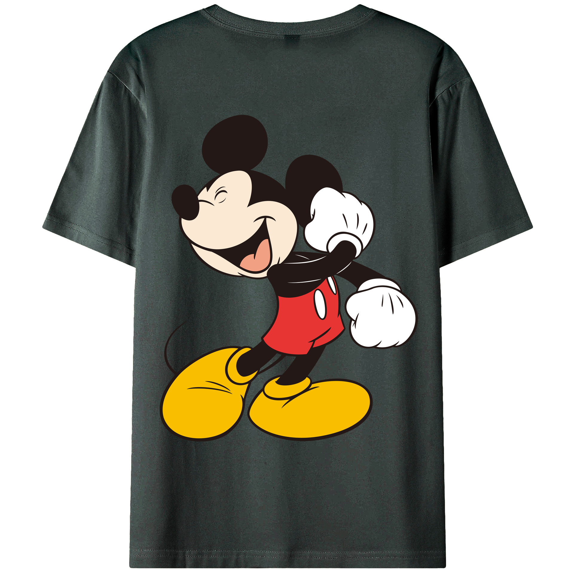 ミッキーマウス Mickey Mouse 綿100％ メンズ半袖Tシャツ（バックプリント） 通気性